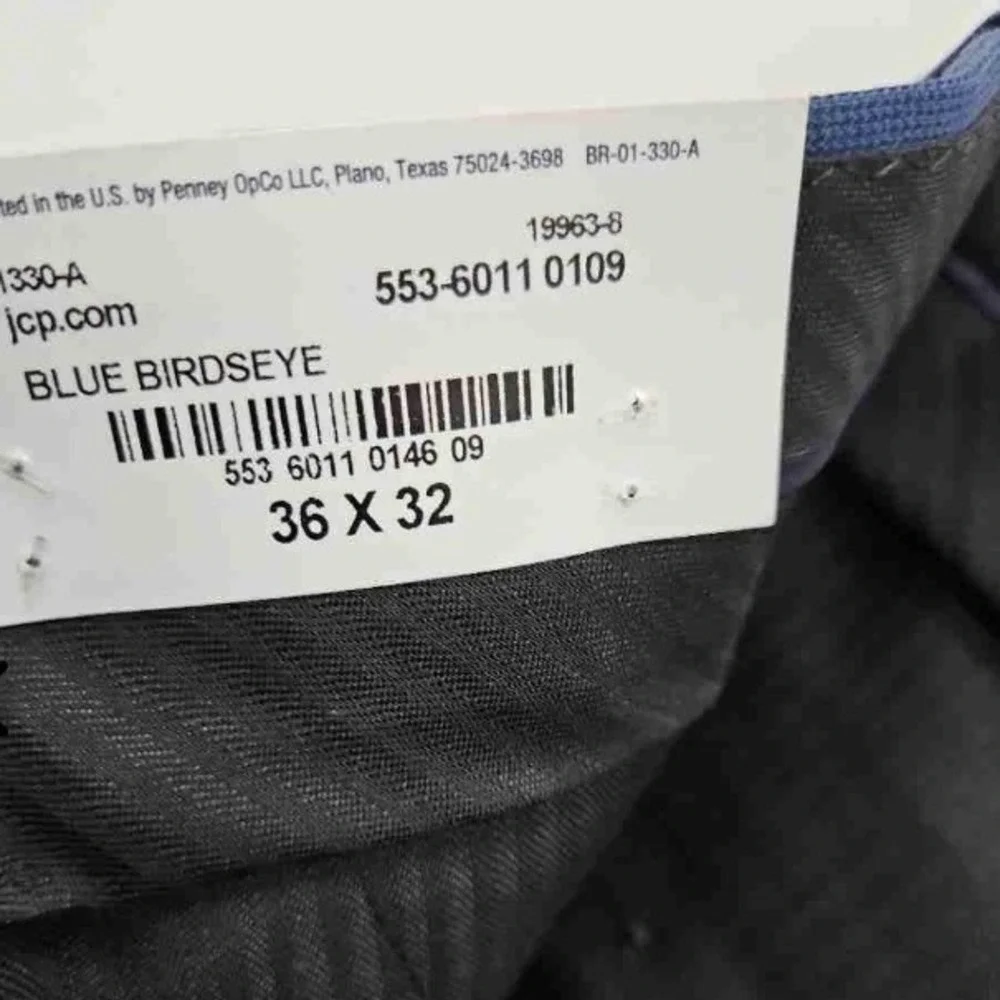 Stafford Blue CoolMax Classic Fit Dress Pants Mens 36x32 Birdseye Blue 553-6011